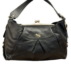 EMMA FOX KISS LOCK LEATHER SHOULDER BAG